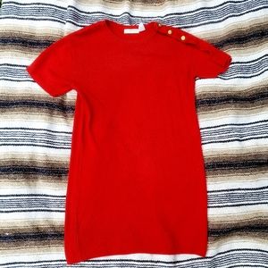 Liz Claiborne Collection Classic Red Dress Gold Buttons Size Medium